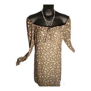 Olive Green Floral Midi Dress Plus Size 3xl NWOT